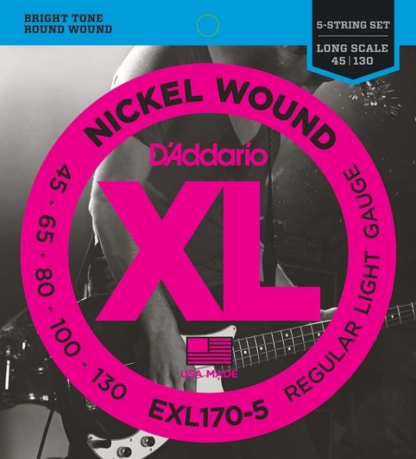 EXL170-5 Nickel Wound 5-String Bass, Light, 45-130, Long Scale