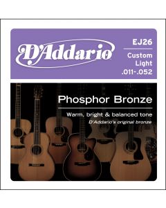 D'Addario EJ26 Phosphor Bronze, Custom Light 11-52 Acoustic Strings