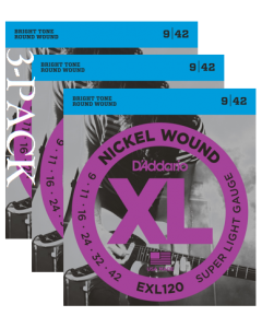 EXL120 Nickel Wound 3 Pack, Super Light, 9-42